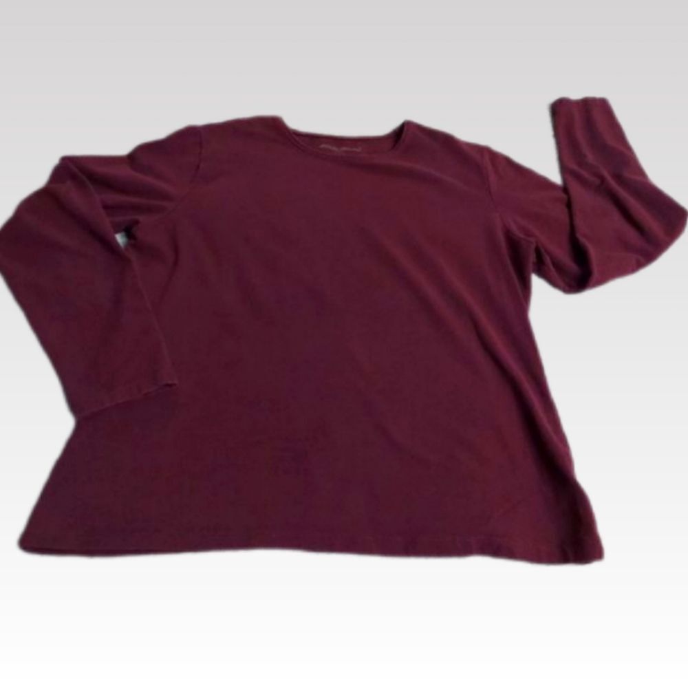 Eddie Bauer Tee Women's Large Burgundy Long Sleeve Crew Neck Cotton Layering Top